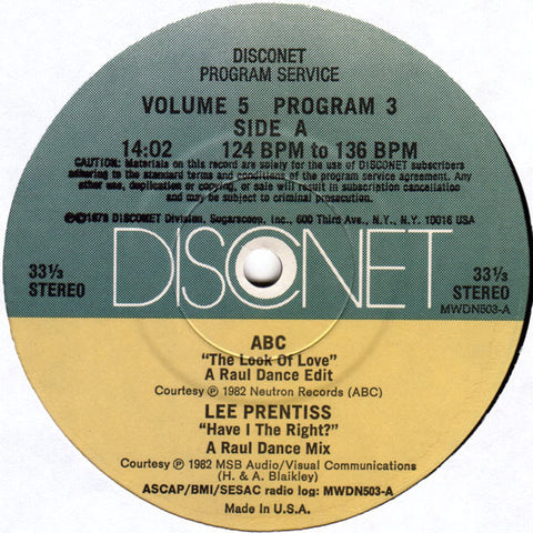 VARIOUS ARTISTS - Disconet Program Service [1983] Vol 5, Program 3. USED