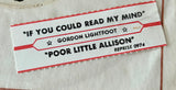 LIGHTFOOT, GORDON - "If You Could Read My Mind" / "Poor Little Allison" [1970] 7" single. USED