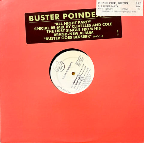 POINDEXTER, BUSTER - "All Night Party" [1989] 12" single, 5 mixes. USED