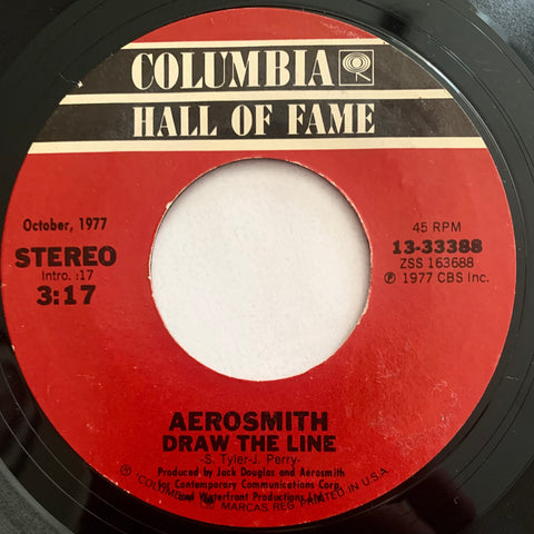 AEROSMITH - "Draw The Line" / "Chip Away The Stone (studio version)" [1980] 7" single. USED