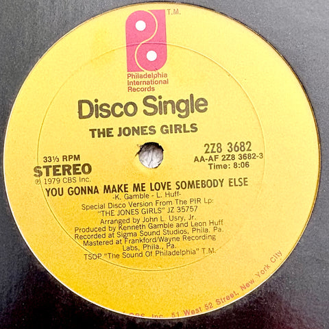 JONES GIRLS, THE - "You Gonna Make Me Love Somebody Else" / "Who Can I Run To" [1979] 12" single. USED