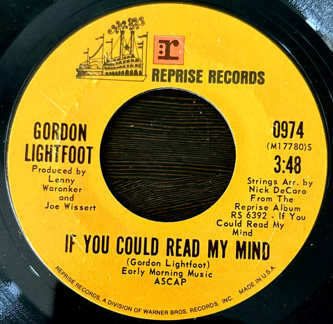 LIGHTFOOT, GORDON - "If You Could Read My Mind" / "Poor Little Allison" [1970] 7" single. USED