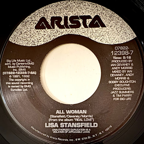STANSFIELD, LISA - "All Woman" / "Everything Will Get Better" [1992] 7" single. USED