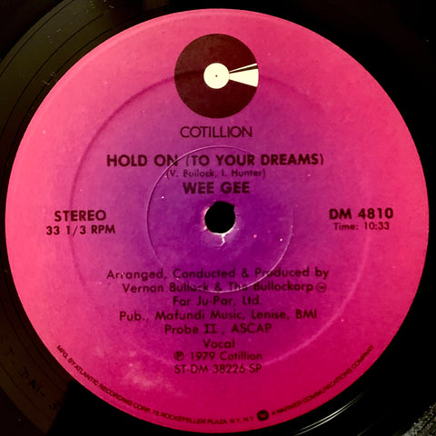 WEE GEE - "Hold On (to your dreams)" / "Ain't Nothin' Missin' (but the music)" [1979] 12" single. USED