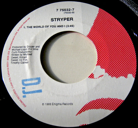 STRYPER "Keep the Fire Burning" / "The World of You and I" [1988] 7" single DJ copy. USED