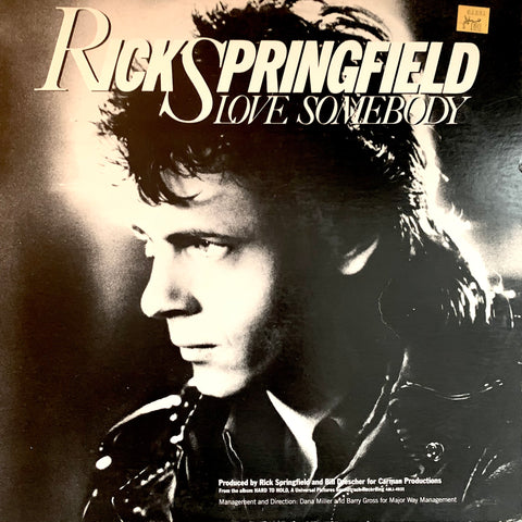 SPRINGFIELD, RICK "To Love Somebody" [1984] white label promo 12" single. USED
