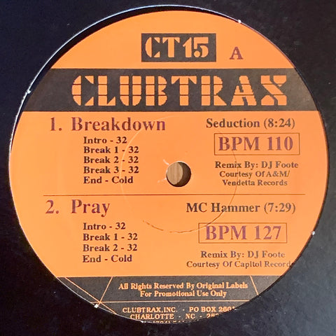 CLUBTRAX 15 - Various Artists [1990] DJ promo. Rare. USED