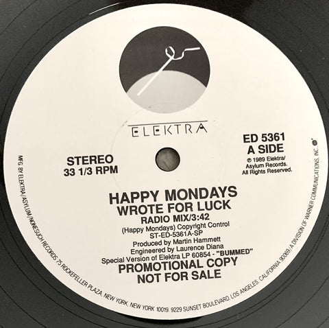 HAPPY MONDAYS "Wrote For Luck" [1989] promo 12" single. USED